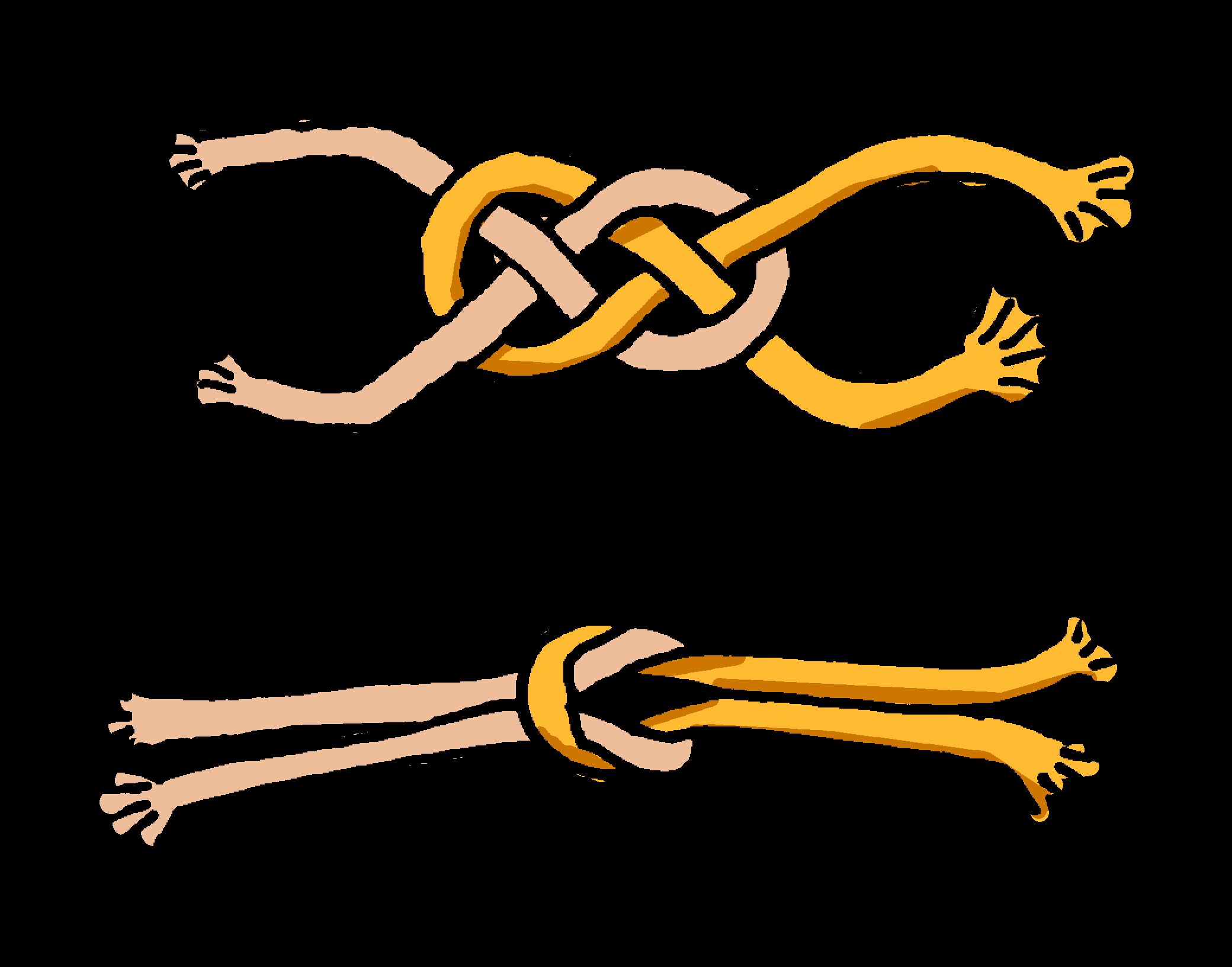 Yllä: Josefiinan solmu. Alla: Merimiessolmu.