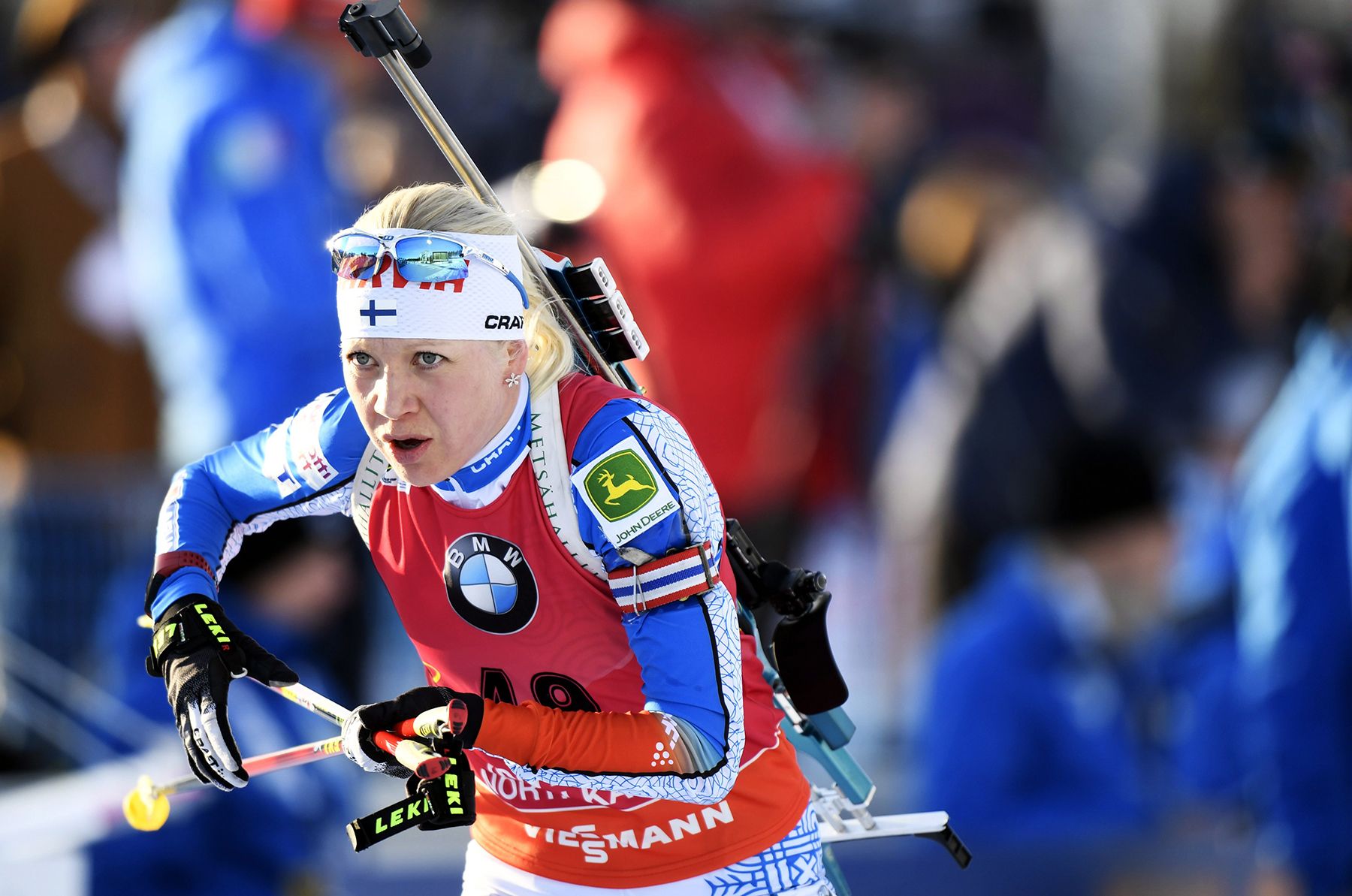 Kaisa Mäkäräinen ampumahiihdon maailmancupissa Kontiolahdella 2017.