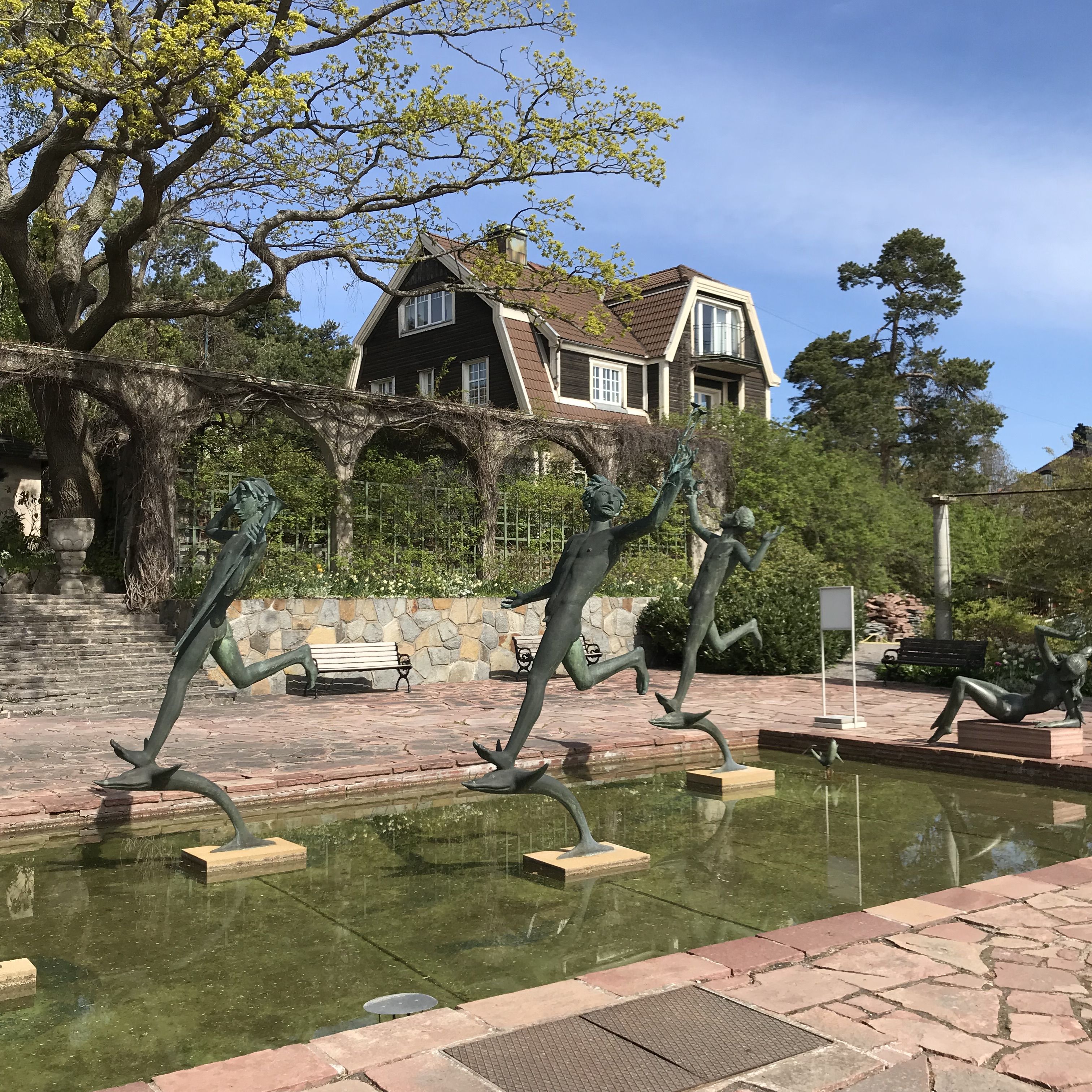 Millesgårdenin puutarha, veistokset ja suihkulähteet olivat upeaa katseltavaa.
