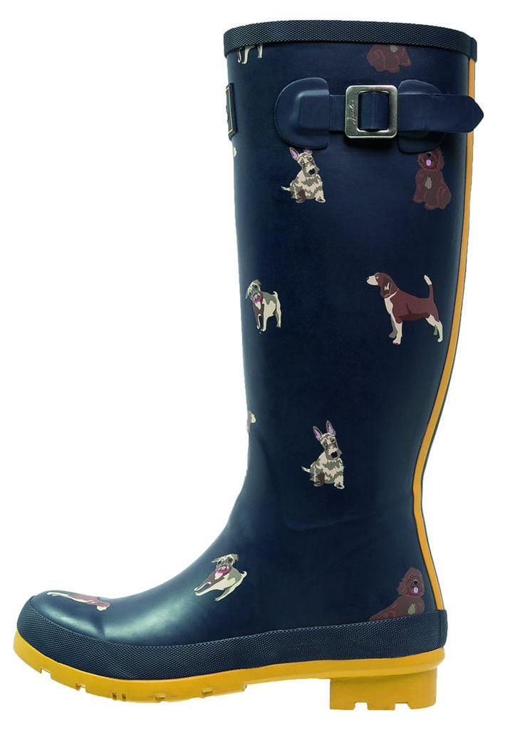 Koirakuosi ilahduttaa pitkävartisissa saappaissa. 70 e, Tom Joule, Zalando.