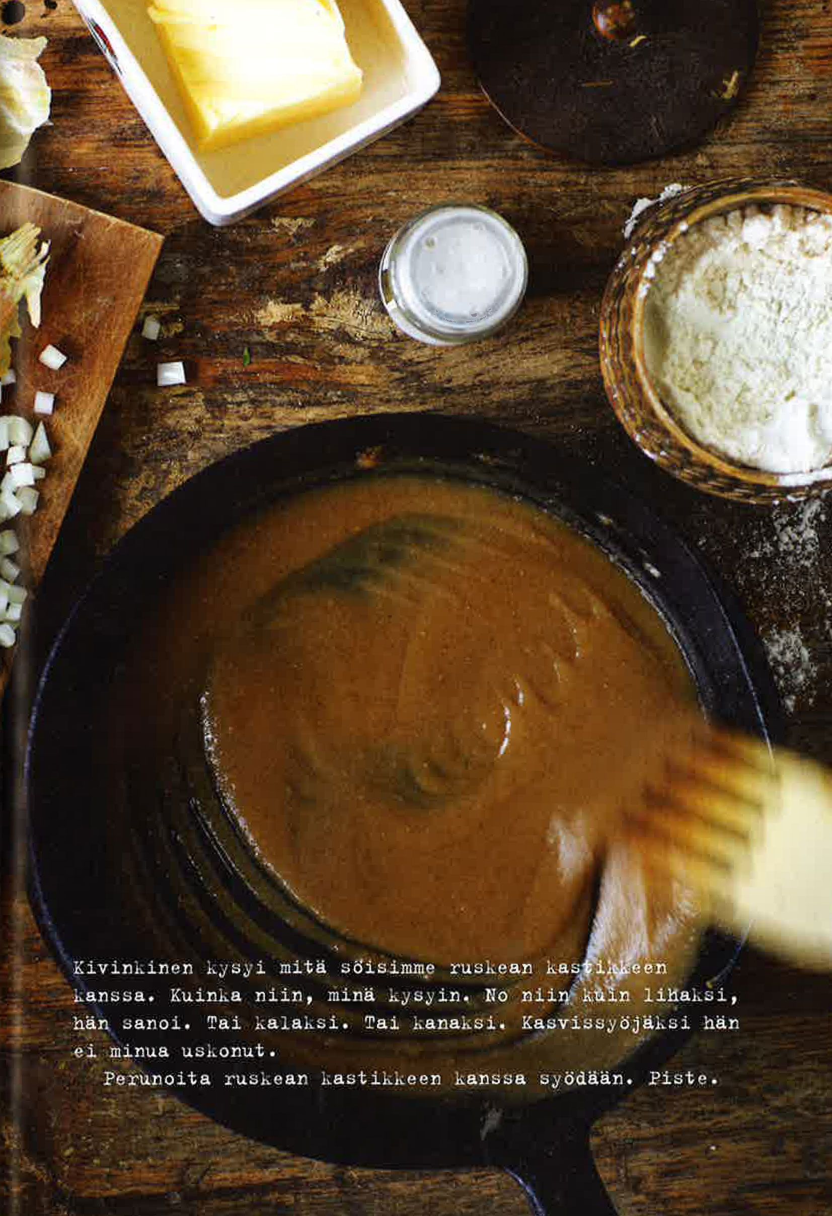 Tältä ruskeakastike näyttää kirjassa. 